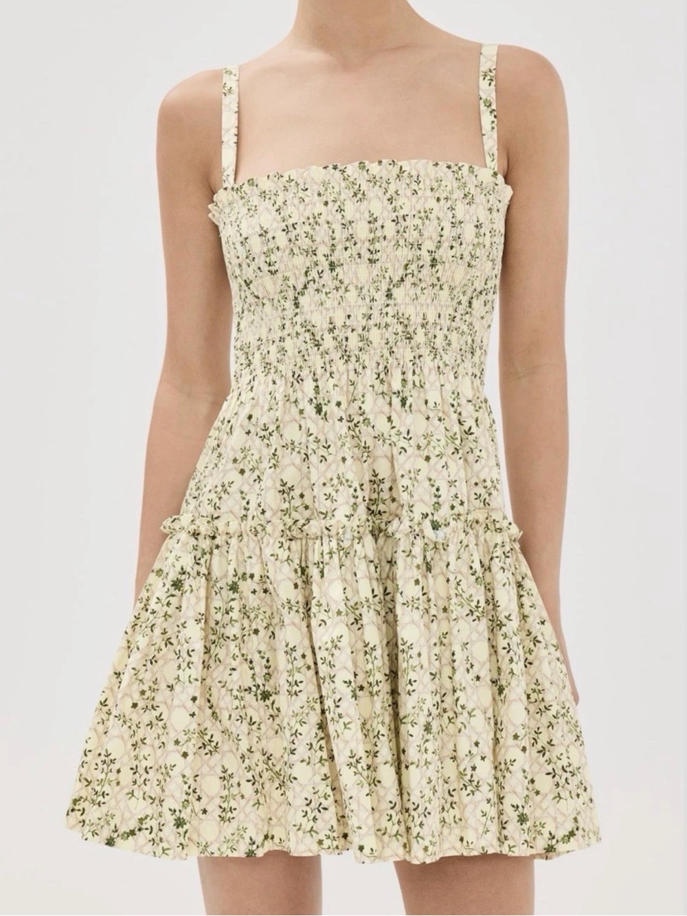 Hill House Home Seraphina Mini Nap Dress in yellow basketweave vine Small